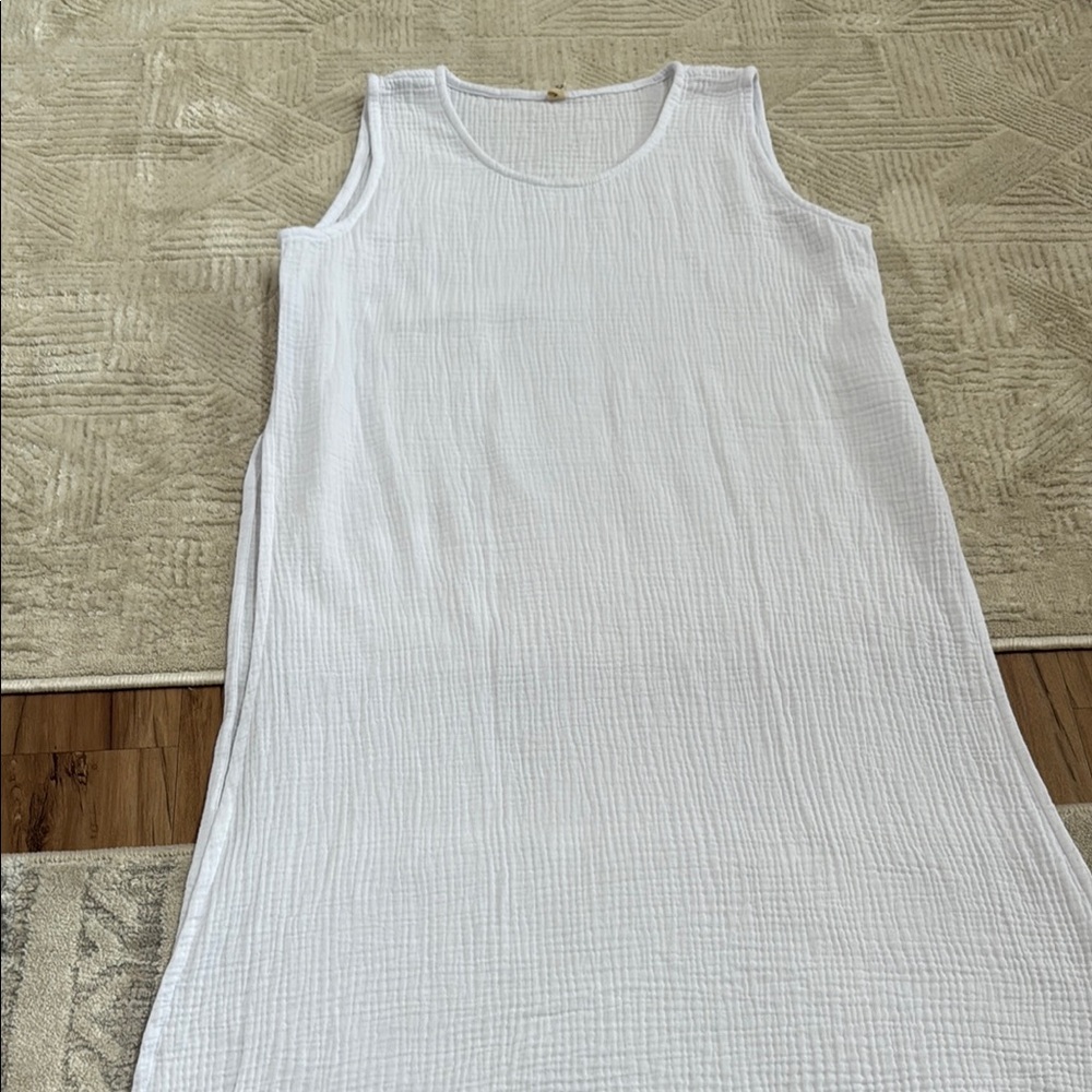 White Suchada Sleeveless Textured Dress-tunic-cover up